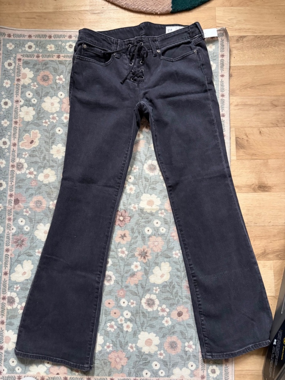 GAP Black Low Rise Lace-Up Jeans